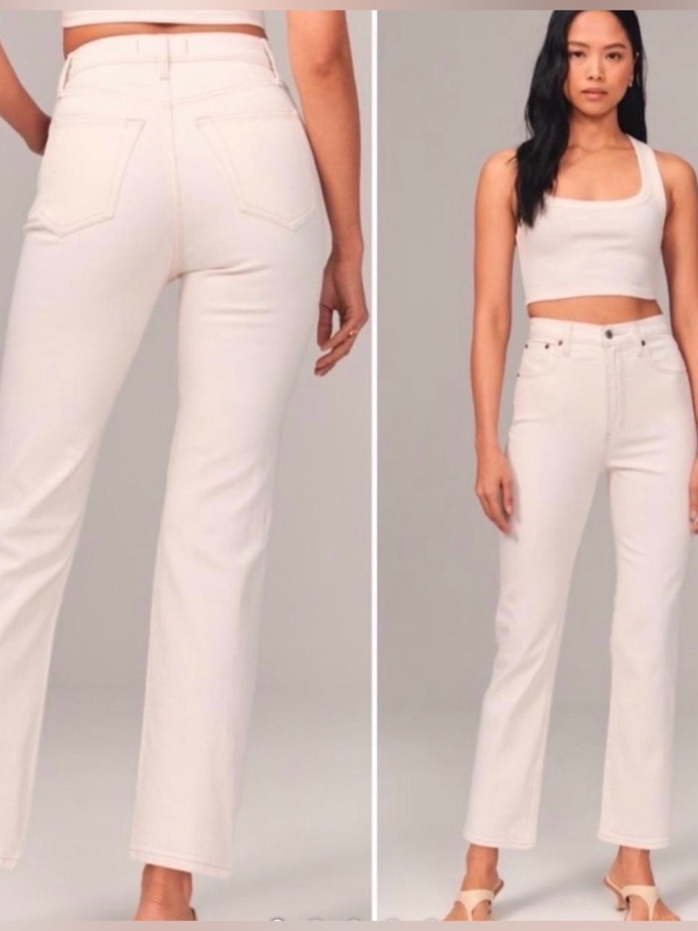 Abercrombie & Fitch Women's Ankle Straight Ultra High Rise Jeans in white